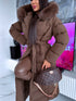 Long WINTER jacket with down hood - chocolate brown PRE-ORDER